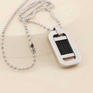 Partihandel rostfritt stål tvåfärgad svart Stee Wire hänge halsband