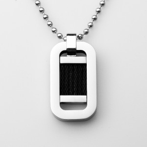 Partihandel rostfritt stål tvåfärgad svart Stee Wire hänge halsband