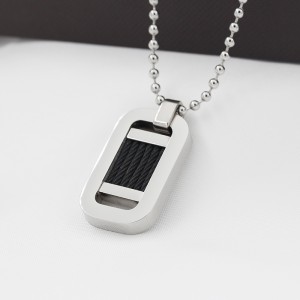 Partihandel rostfritt stål tvåfärgad svart Stee Wire hänge halsband