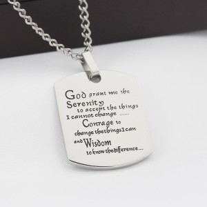 Stainless Steel Mens Womens Jewelry Military Tag med ord Inspirerande Neakles Dog Tags Pendant