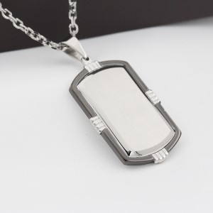 Stainless Steel Two-Tone Black Plated Dog Tag Pendant Män\\\\\