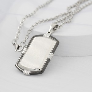 Stainless Steel Two-Tone Black Plated Dog Tag Pendant Män\\\\\
