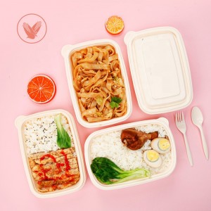 Miljövänlig förpackning snabbmatsförpackning Biologiskt nedbrytbar corn stärkelserektangel takeaway food container