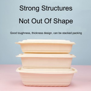 Biologiskt nedbrytbar snabbmatsförpackning av majsstärkelse med rektangulär häckad matcontainer lunchlåda nedbrytbar