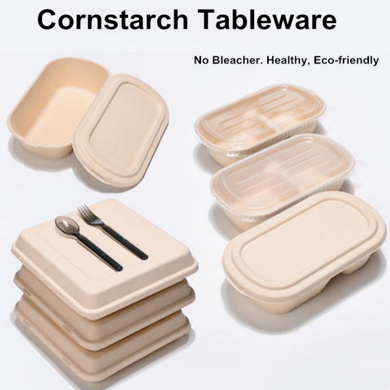 Bioegradbar matpaket Cornstärkelsepaketering Lunchbox Compostable Microwable Clamshell take out Food Containers