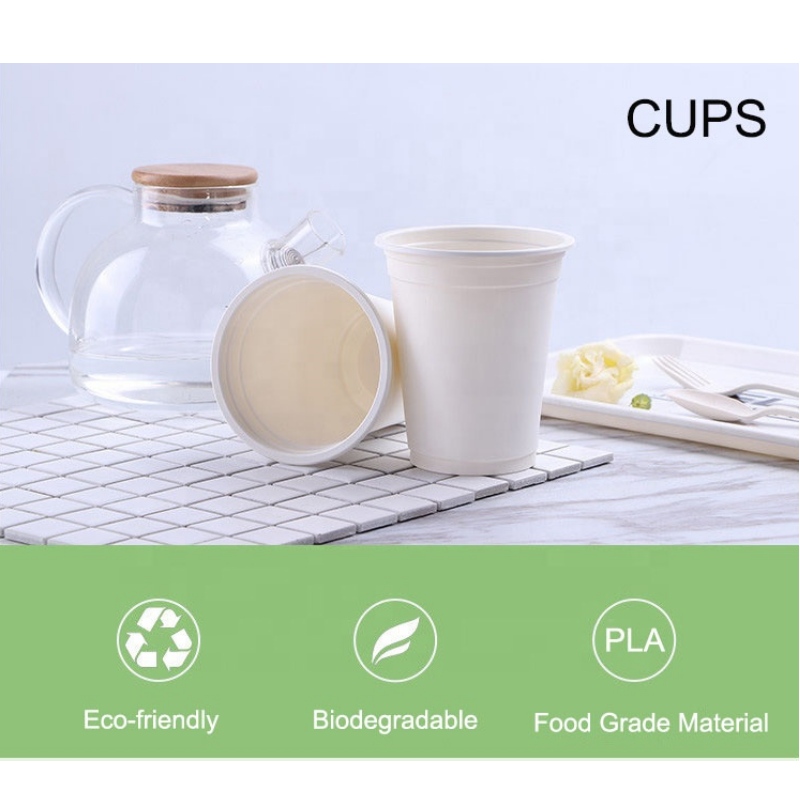 Miljövänligt komposterbara kaffekoppar PLA majsstärkelsekontor används engångsbaserad biologiskt nedbrytbar dryckkopp