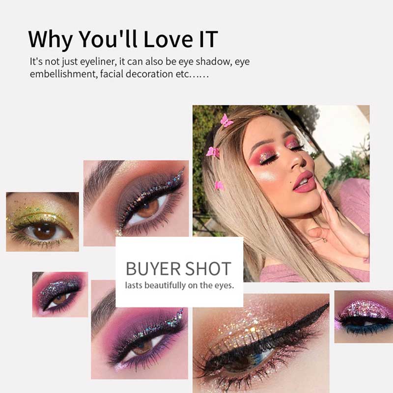 Färgglada ljusa flash flytande kosmetika långvariga glitter eyeliner