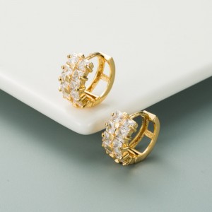 INS RAINBOW SERIES EUROPEISKA OCH AMERIKAN PERSONALITET Örhängen Koppar Guldpläterad Micro-Inlaid Color Double Row Zircon Örhängen Hip-hop örhängen