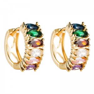 Europeisk och amerikansk gränsöverskridande handelsutveckling örhängen damer färg Micro Zircon enkla vindörhängen fabrik grossist