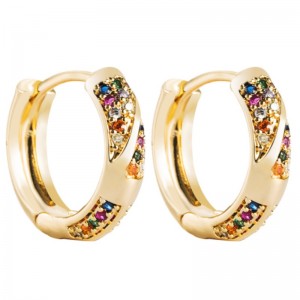 INS Europeisk och amerikansk etnisk stil Örhängen Kreativa geometriska ihåliga örhängen Kvinnliga kopparpläterade äkta guldmikro-inlaid zircon örhängen