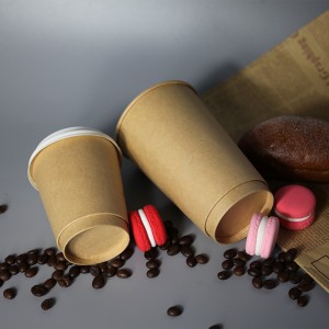 500 ml PE/pla foder dubbel väggpapper kopp 16 oz-kraft