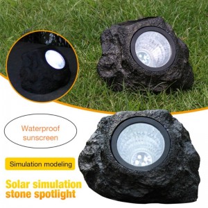 Utomhus LED Rocky Lamp 4 LED Solar Landscape Stone Garden Lawn Light
