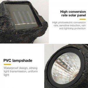 Utomhus LED Rocky Lamp 4 LED Solar Landscape Stone Garden Lawn Light