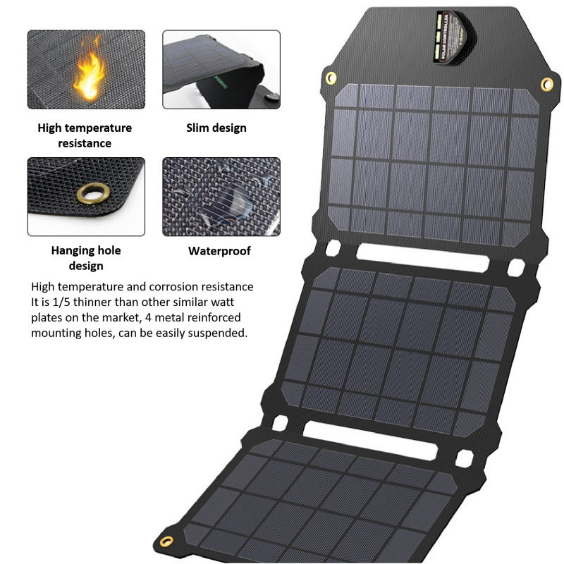 Amazon bärbar vikbar 5V 21W mobil solpanelväska Folding Solar Phone Charger Solar