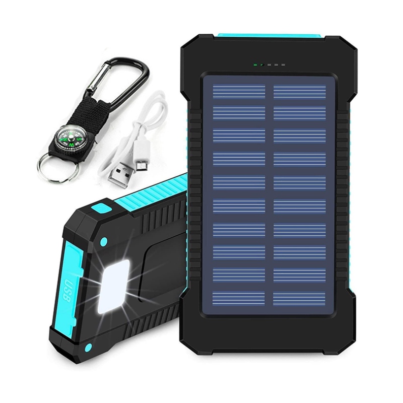 Solar Power Bank Dual USB Power Bank 20000mAh Vattentät Batteriladdare Extern bärbar solpanel med LED-ljus