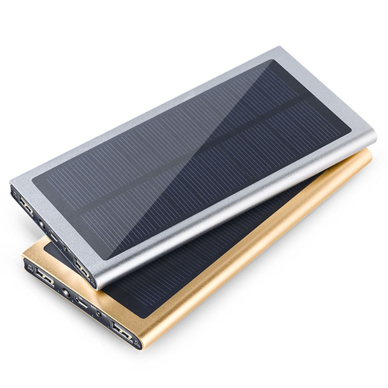 Anpassa logotyp Ultra Thin Portable Extern batteriladdare Dual USB Vattentät Solar Power Bank 20000mAh