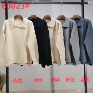 Lös och snygg enkel stickad lapel singel topp 68023#