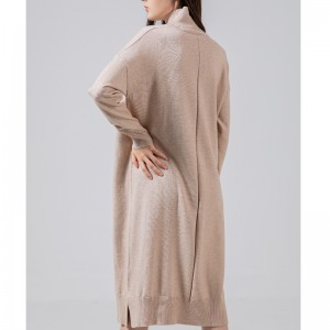 Mode trend fritid joker grundläggande stickad klänning med högnacke 68033#