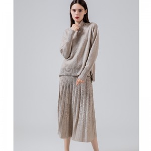 Mode trender Casual mångsidig luftstickad pläterad kjol uppsättning av två stycken 69022#