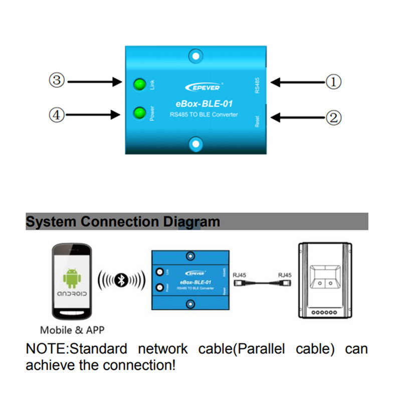 WiFi seriell server RS485 till Bluetooth-adapter för Soalr Controller Inverter Epsolar LS vs A vs Bn Tracera Tracerbn Shi