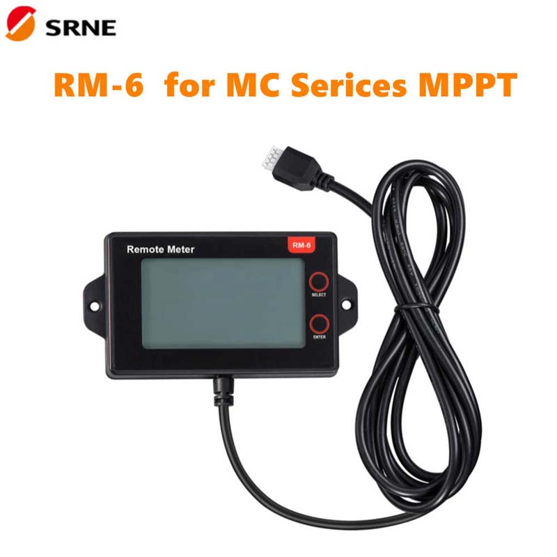 SRNE RM-6 Fjärrmätare LCD-skärm för MC24-serien MPPT 20a 30a 40a 50a solladdningsstyrenhet