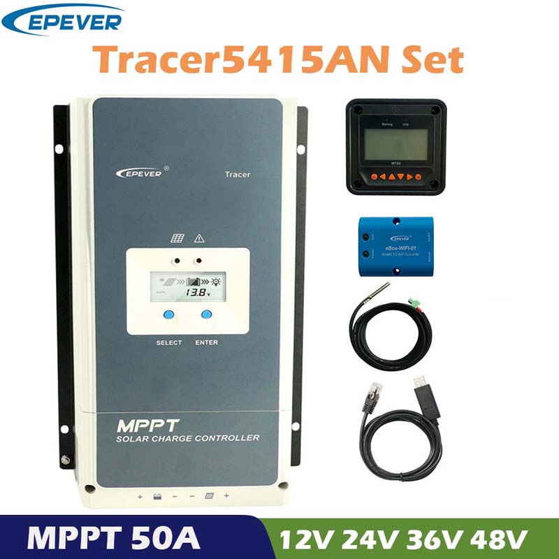 PERVER TRACER 50A MPPT Solar Charge Controller 12V 24V 36 V48V Auto LCD Display Solpanel Batteri Regulator Hybrid Controller