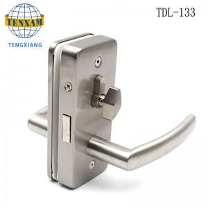 Kommersiell ramlös glasdörr låser kroklås med knopp