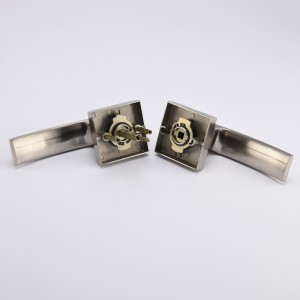 S7811 Satin Nickeldörrhandtag med lås ochnyckel,nycklad ingångsdörrlå