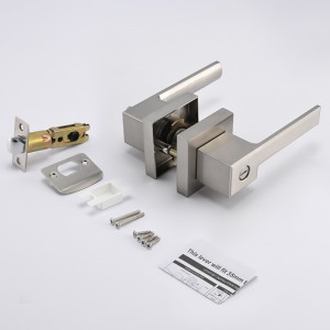 S7809 Samtida fyrkantig integritetsdörrspak för sovrum eller badrum,nyckelfria låsetdörrknappar i satinnickel