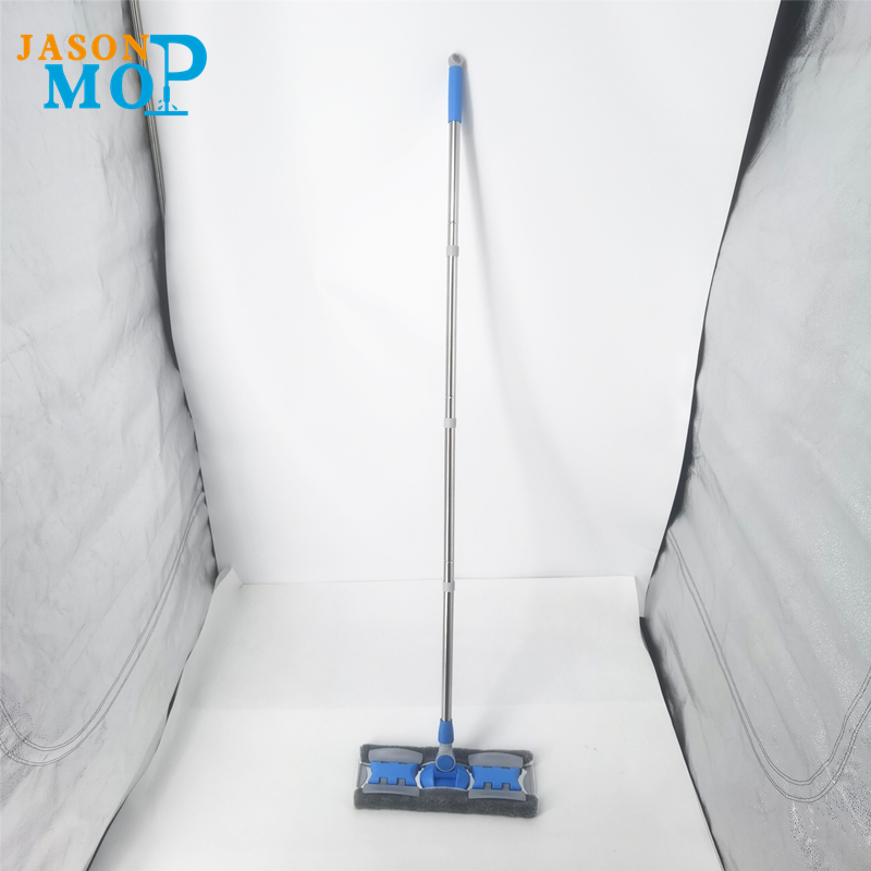 Högkvalitativ stål MOP mikrofiber rostfritt stål stång förlängd platt mop golv rengöring