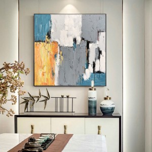 Ny design Helt handmålad guldfolie väggkonst Abstrakt duk oljemålning på kanfas stretch