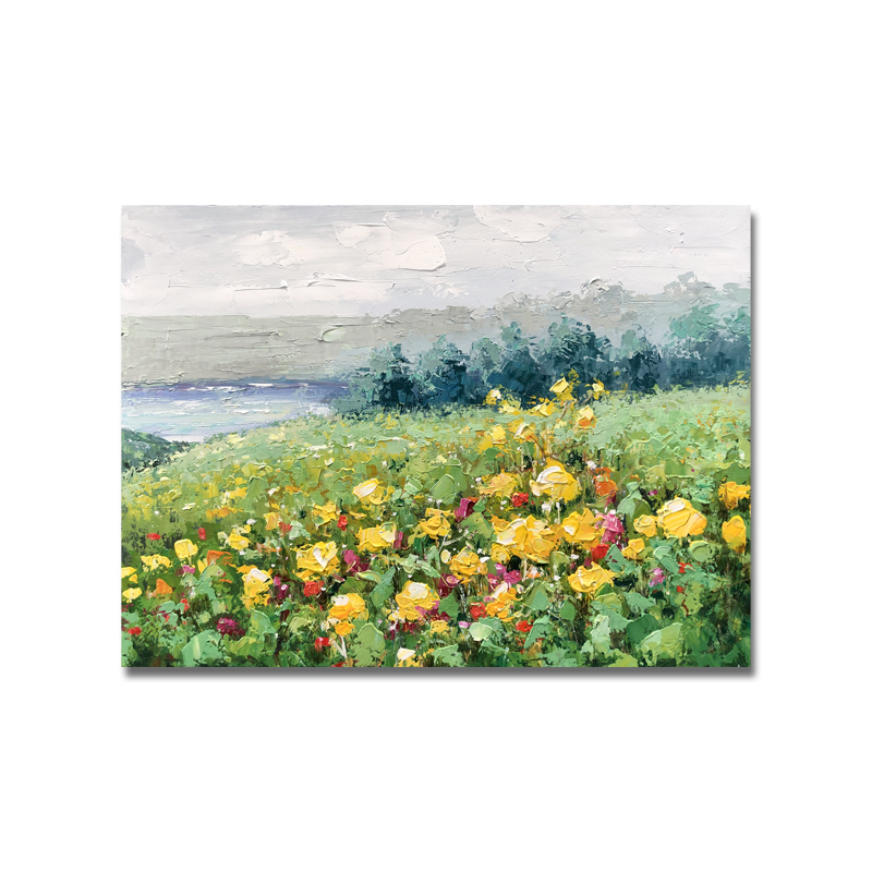 Moderna blommor vägg dekoration målning abstrakt handgjordnaturlig pastoral landskap oljemålning