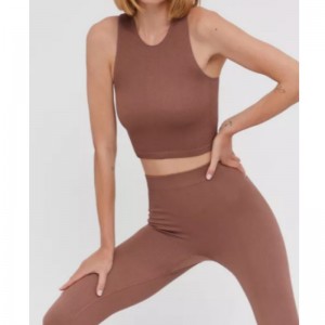 Ärmlös elastisk stickning jersey sport kostym