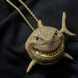 Hip Hop Personality Zircon Shark Pendant
