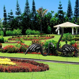 Svart Skelett Yard Flamingos Halloween Plast Flamingos Lawn Decor Ornaments Zombie Lawn Ornament