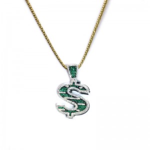Hip-hop Green s dollar symbol hängsmycke