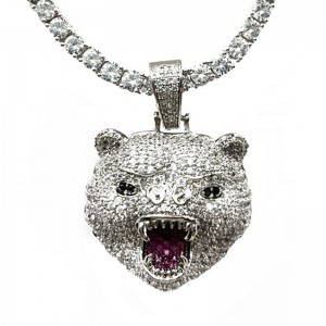 Hip-hop inlaid zirkon hängande tiger hänge