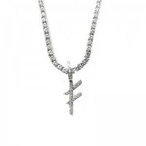 Smycken Högkvalitativt Beställningsnamn Silverbrev Halsband Hängsmycke Charm med Silver Tennis Chain