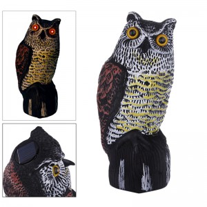 Stor Fake Solar Power Plastic Owl Decoy Statue Garden Scarecrow Scarer