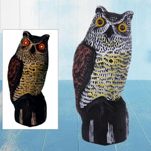 Stor Fake Solar Power Plastic Owl Decoy Statue Garden Scarecrow Scarer