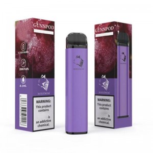 Gunnpod 2000 Puffs Förfylld Engångsvape 1250mAh Batteri E Cigarett deivce 18350 8ml Vaporizer Starter Kit vs Elf Bar 20 Flavs Pen Pod Puff Gunpod