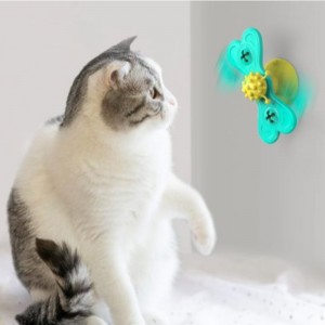 Katt väderkvarn leksak rolig massage roterbara katt leksaker med catnip boll tänder rengöring av husdjur produkter