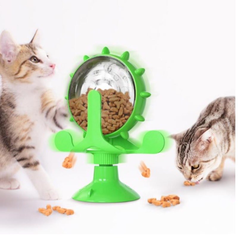 Pet Supplies Turntable Cat Interactive Toy Slow Feeder Food Läckage Trainer Roliga kattleksaker