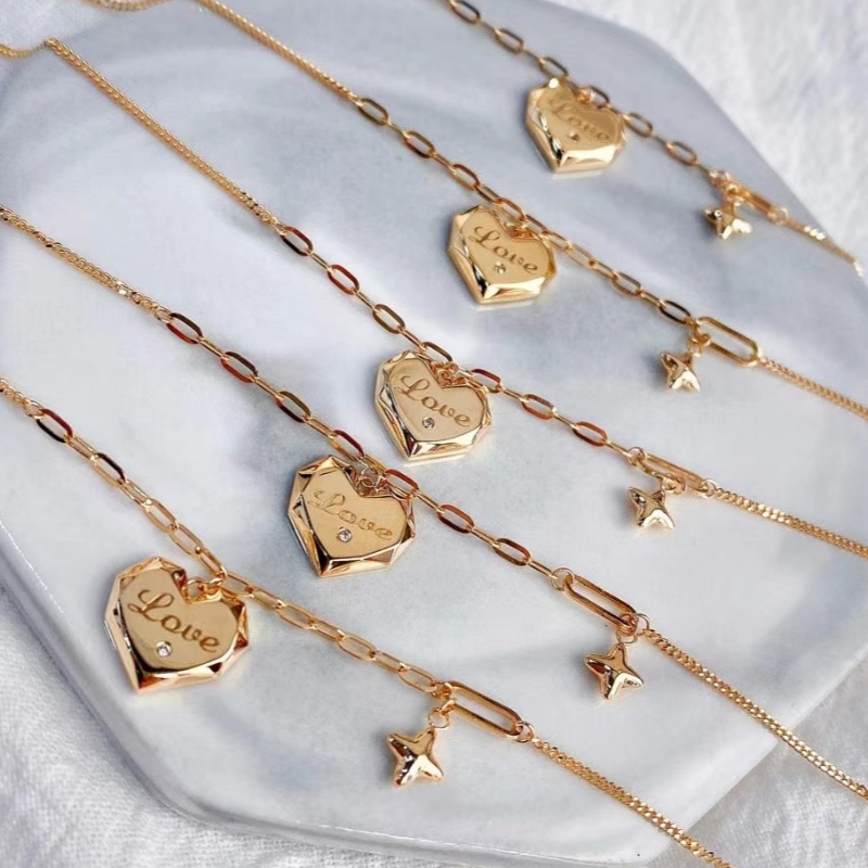 Tuochen Smycken Tillverkare Mode Design 18K/14K/10/9K/Silver 925 Guld Hjärta Style Armband för kvinnor