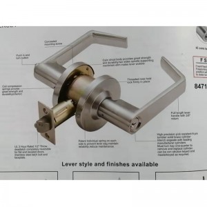 7205 Betyg 2 Commercial Duty Office Door Keyed Spake Lockset, Satin Chrome Finish