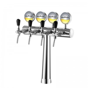 4 Way Brass Beer Tower med LED-ljus med kranar