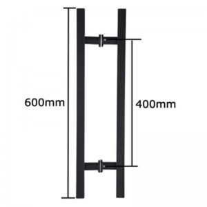 SS-031 Svart högkvalitativt rostfritt stål Glasdörr Tryck Pull Handtag H Formdubbla sidan, 24 tum fyrkantig skjutdörrhandtag