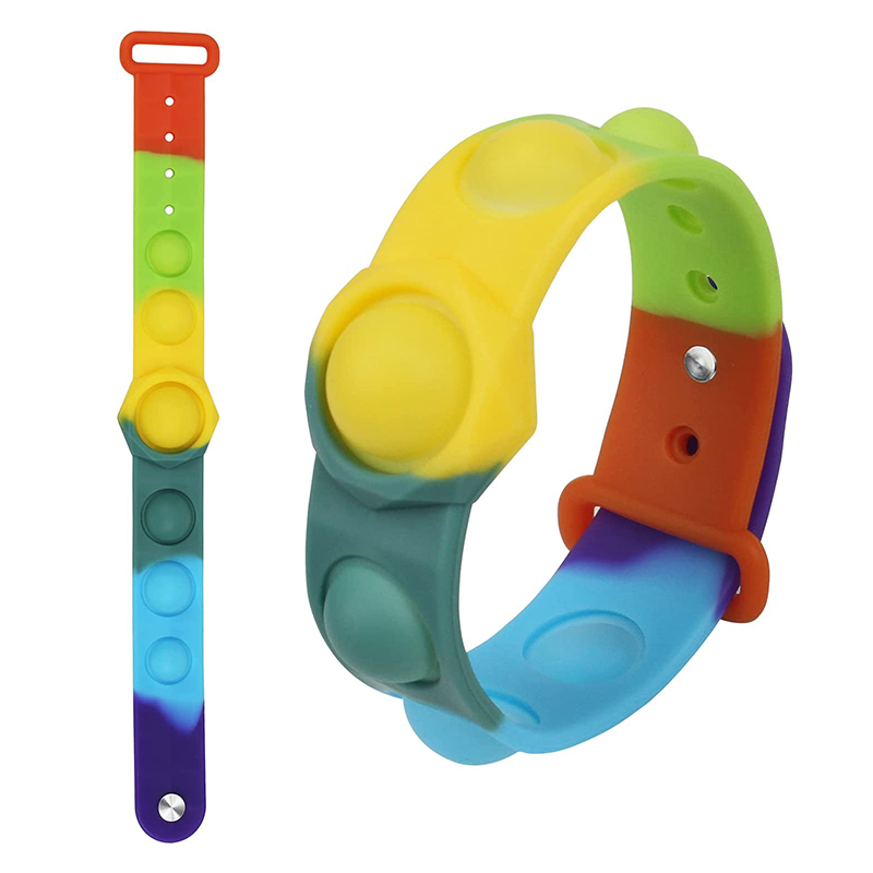 Barn Silicone Pop Fidget Armband och Armband Leksaker, Vuxna Push Bubble Sensory Stress Relief Gift Toy