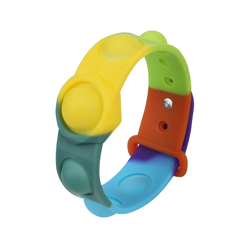 Barn Silicone Pop Fidget Armband och Armband Leksaker, Vuxna Push Bubble Sensory Stress Relief Gift Toy