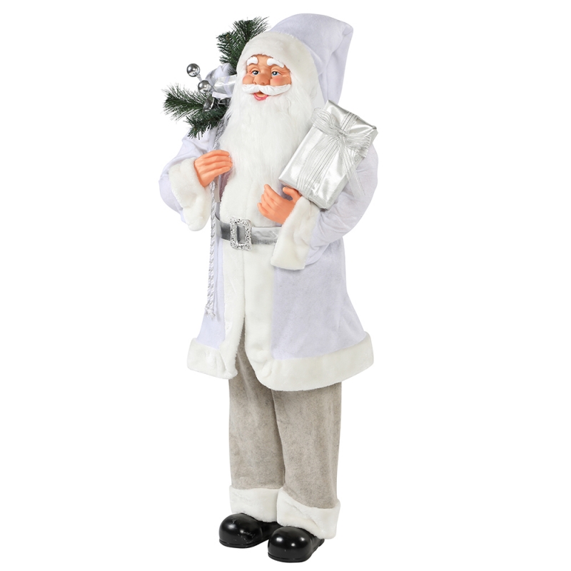 30 ~ 110cm jul vit stående Santa Claus presentväska prydnad dekoration festival semester figurinsamling traditionell xmas